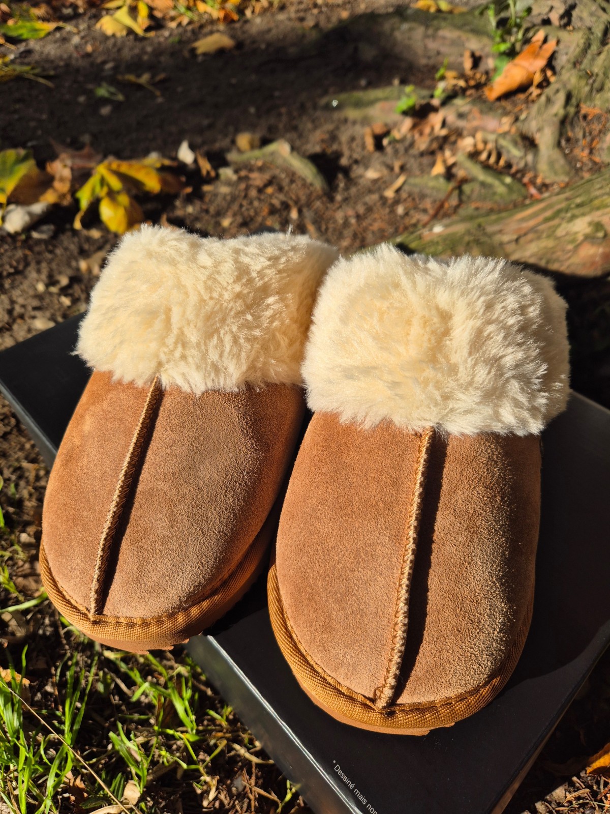 Mules femme Isotoner fourrées cuir camel indisponible chez Evasion Dieppe