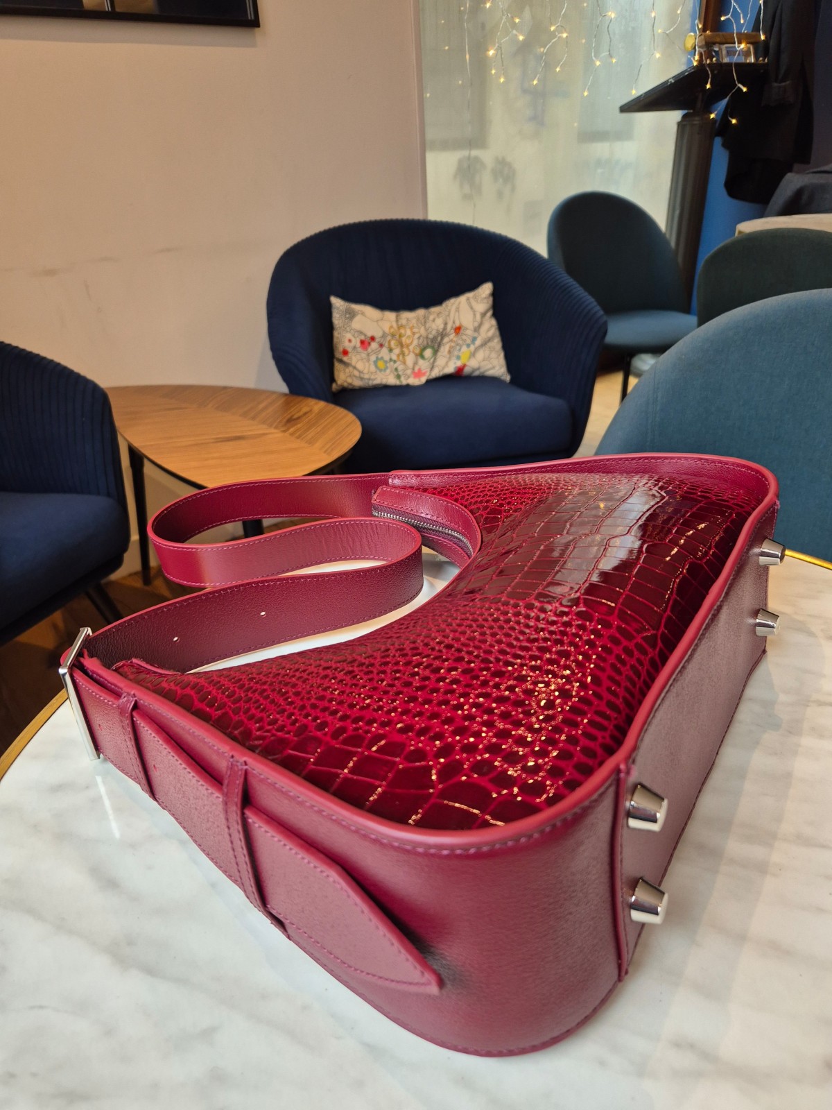 Sac Paul Marius Victoire croco vernis bordeaux indisponible chez Evasion Dieppe