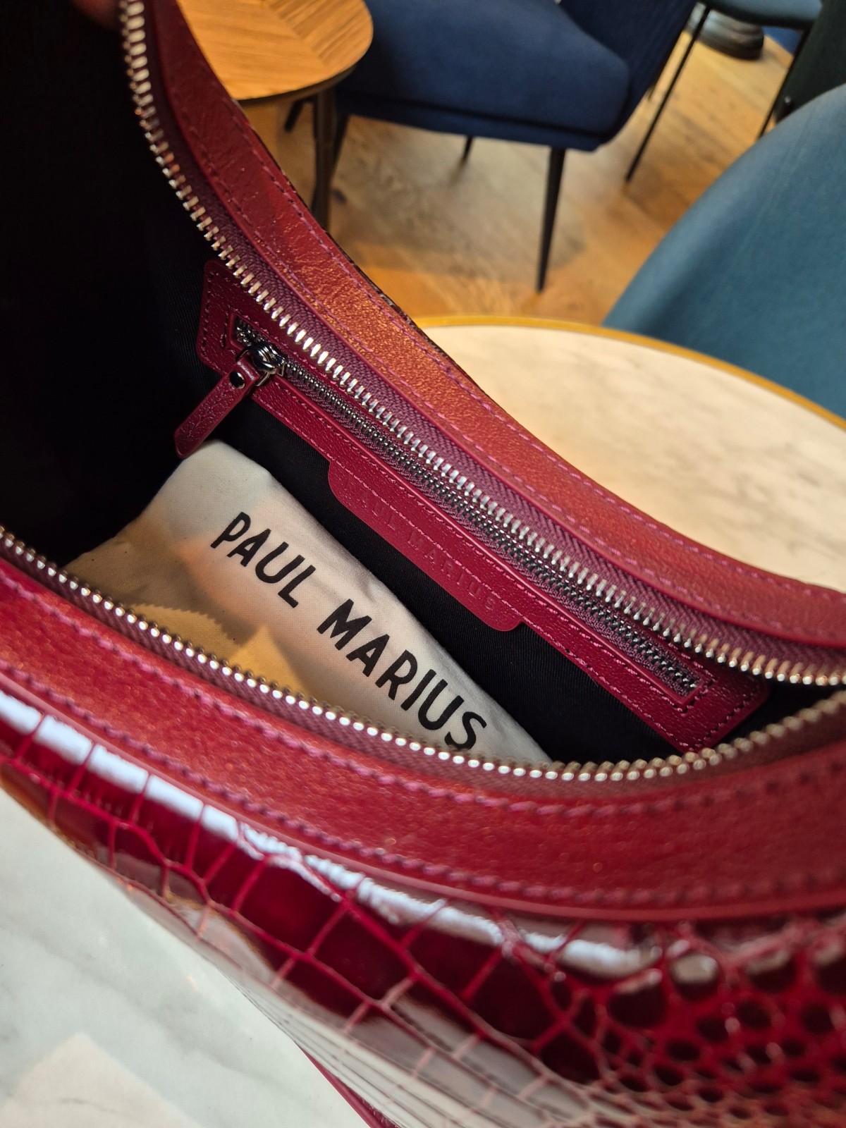 Sac Paul Marius Victoire croco vernis bordeaux indisponible chez Evasion Dieppe