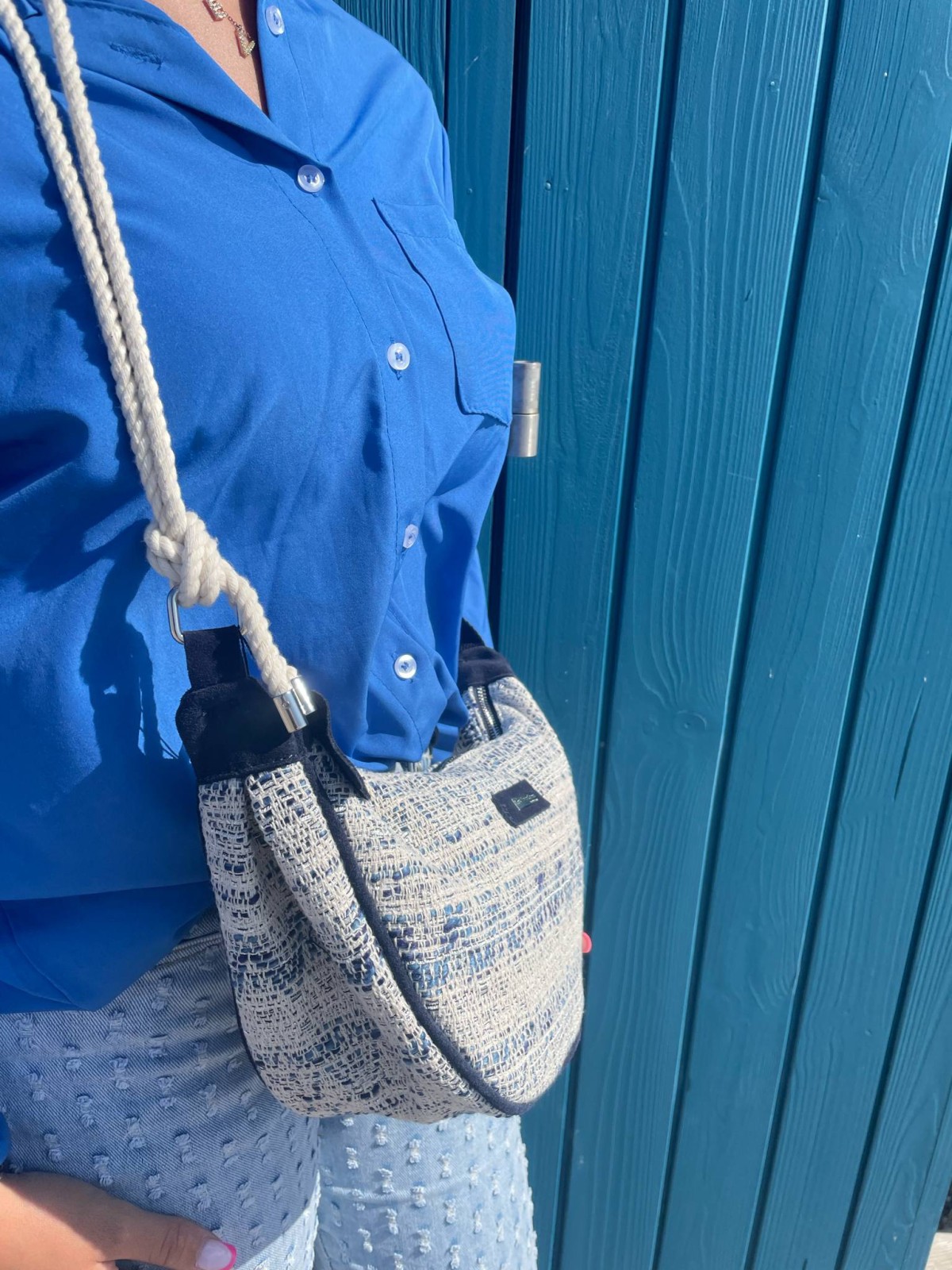 Sac bandoulière les Tropéziennes beige marine disponible chez Evasion Dieppe