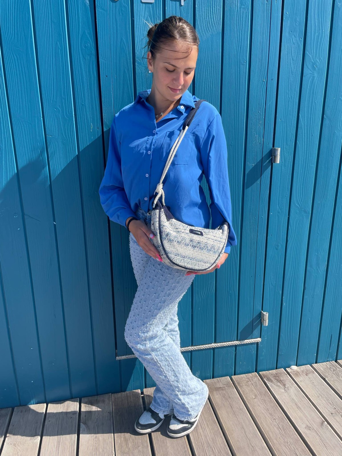 Sac bandoulière les Tropéziennes beige marine disponible chez Evasion Dieppe