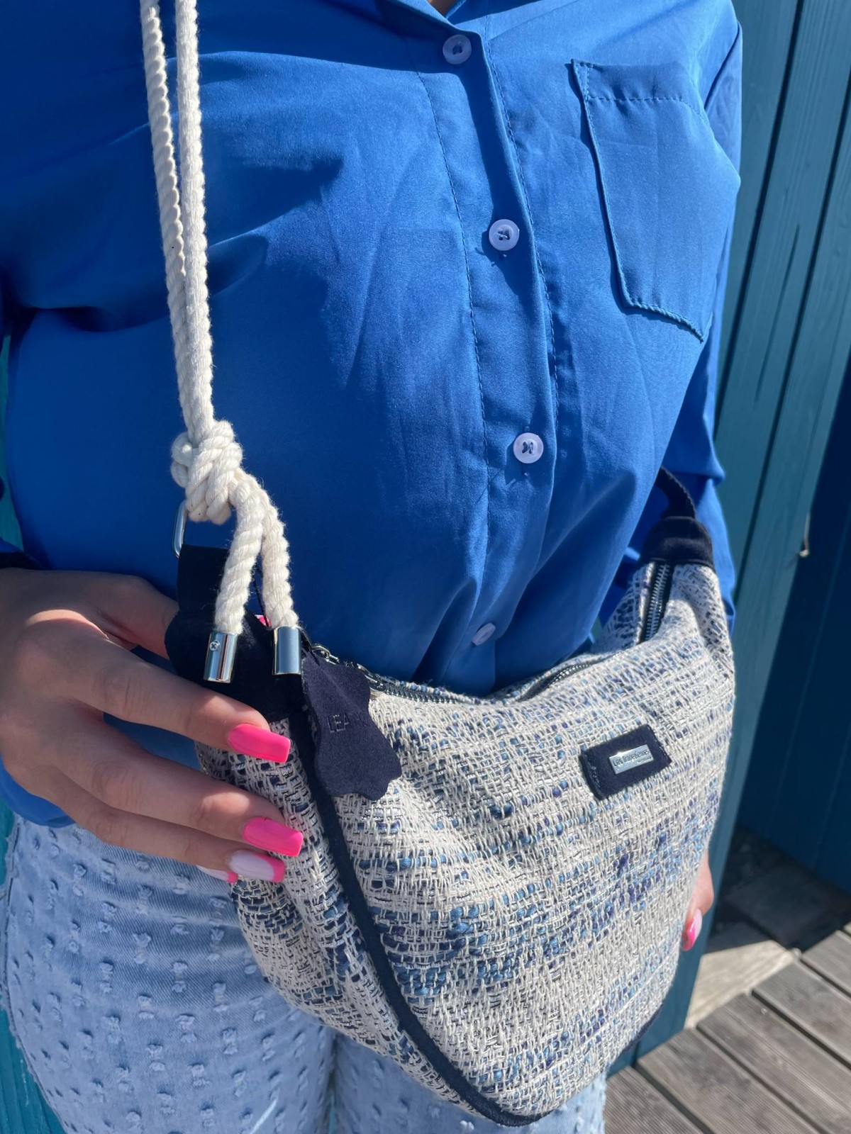 Sac bandoulière les Tropéziennes beige marine disponible chez Evasion Dieppe