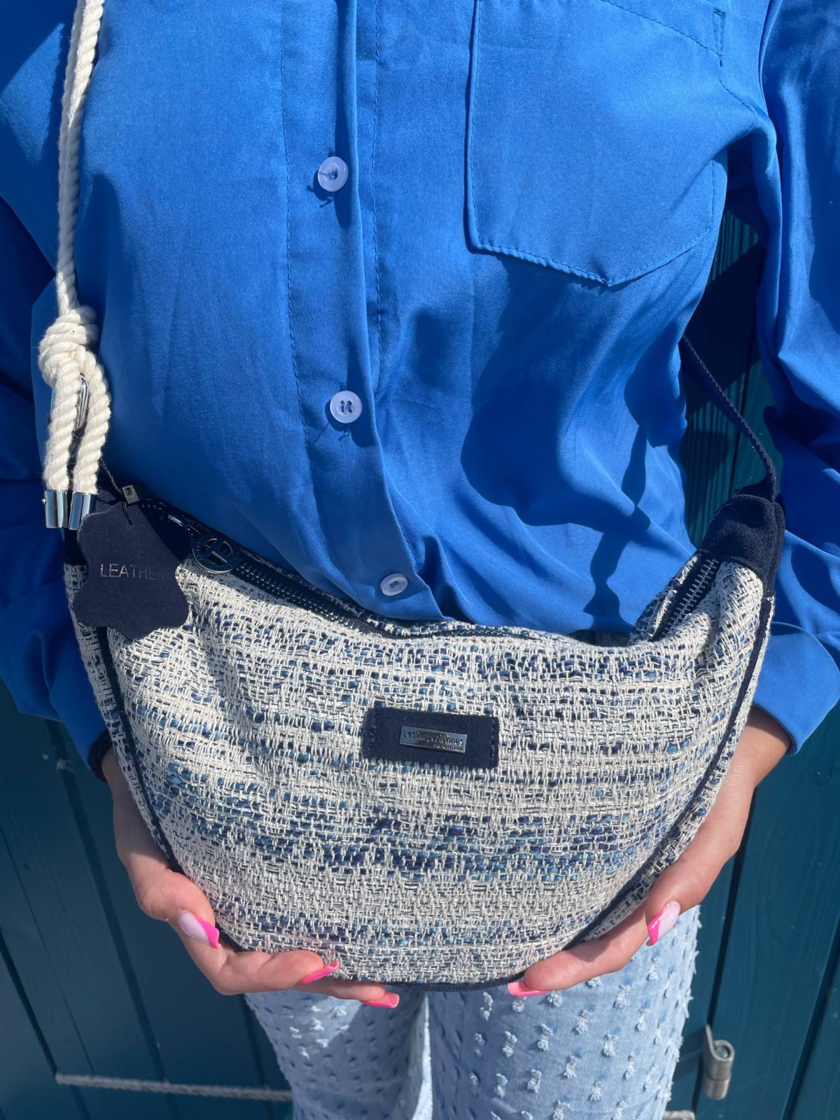 Sac bandoulière les Tropéziennes beige marine disponible chez Evasion Dieppe