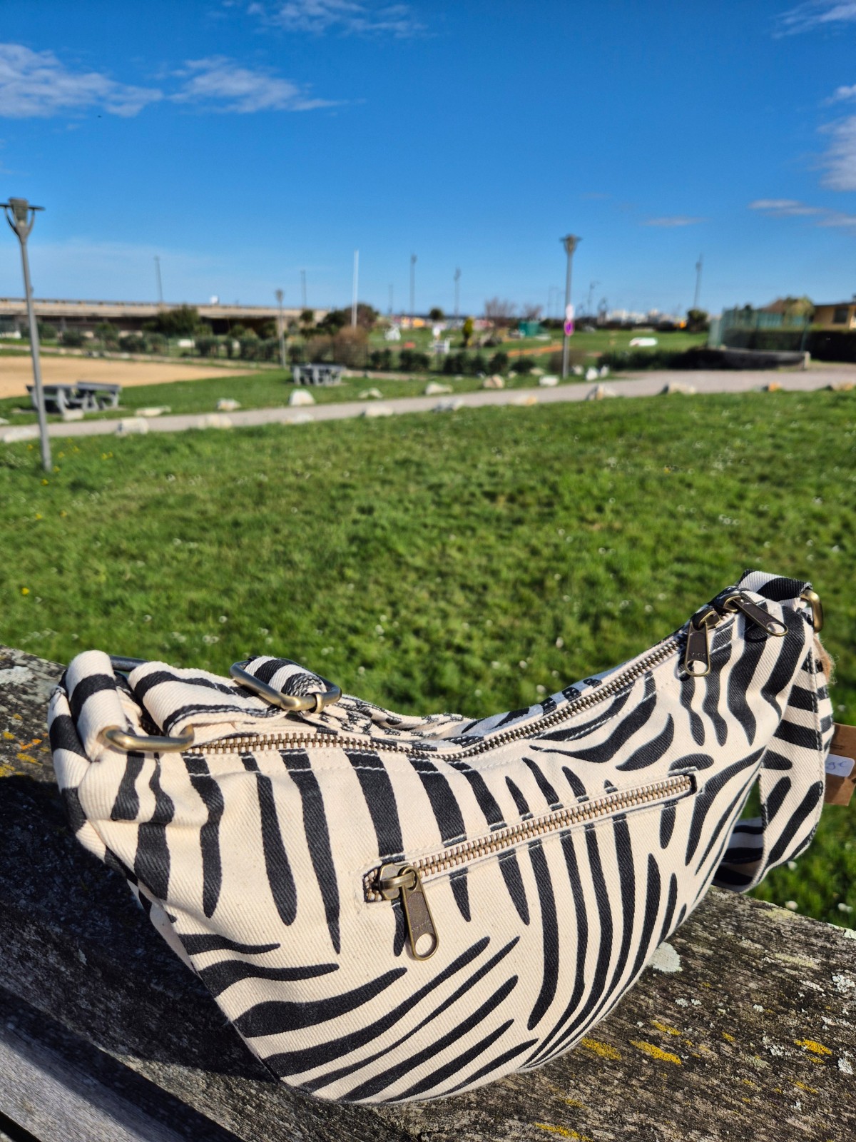 Sac Hindbag Andréa Zèbre écru disponible chez Evasion Dieppe