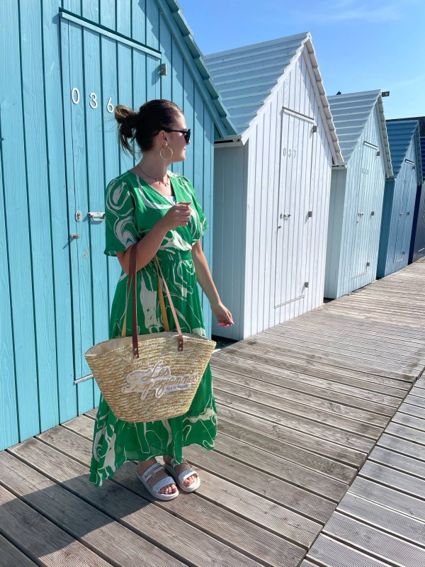 Sac de plage les Tropéziennes disponible en paille tressé beige chez Evasion Dieppe