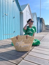 Sac de plage les Tropéziennes disponible en paille tressé beige chez Evasion Dieppe