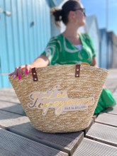 Sac de plage les Tropéziennes disponible en paille tressé beige chez Evasion Dieppe